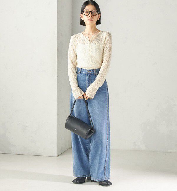 SHIPS for women「〈手洗い可能〉シュリンク レース ヘンリーネック 2WAY プルオーバー」|Tシャツ・カットソー|