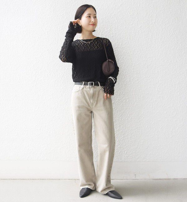 SHIPS for women「〈手洗い可能〉シュリンク レース ヘンリーネック 2WAY プルオーバー」|Tシャツ・カットソー|