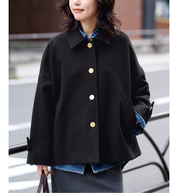 SLOBE IENA「《予約》TRADITIONAL WEATHERWEAR SLOBE別注 MALTON B/T SHORT」|ステンカラーコート|ブラック