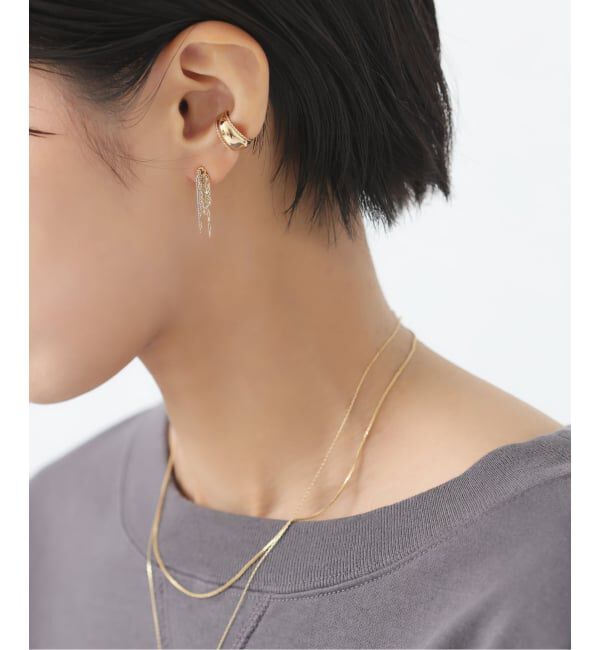 Lilas by Spick&Span「三日月サイドロープイヤーカフ K10（片耳）」|イヤーカフ|