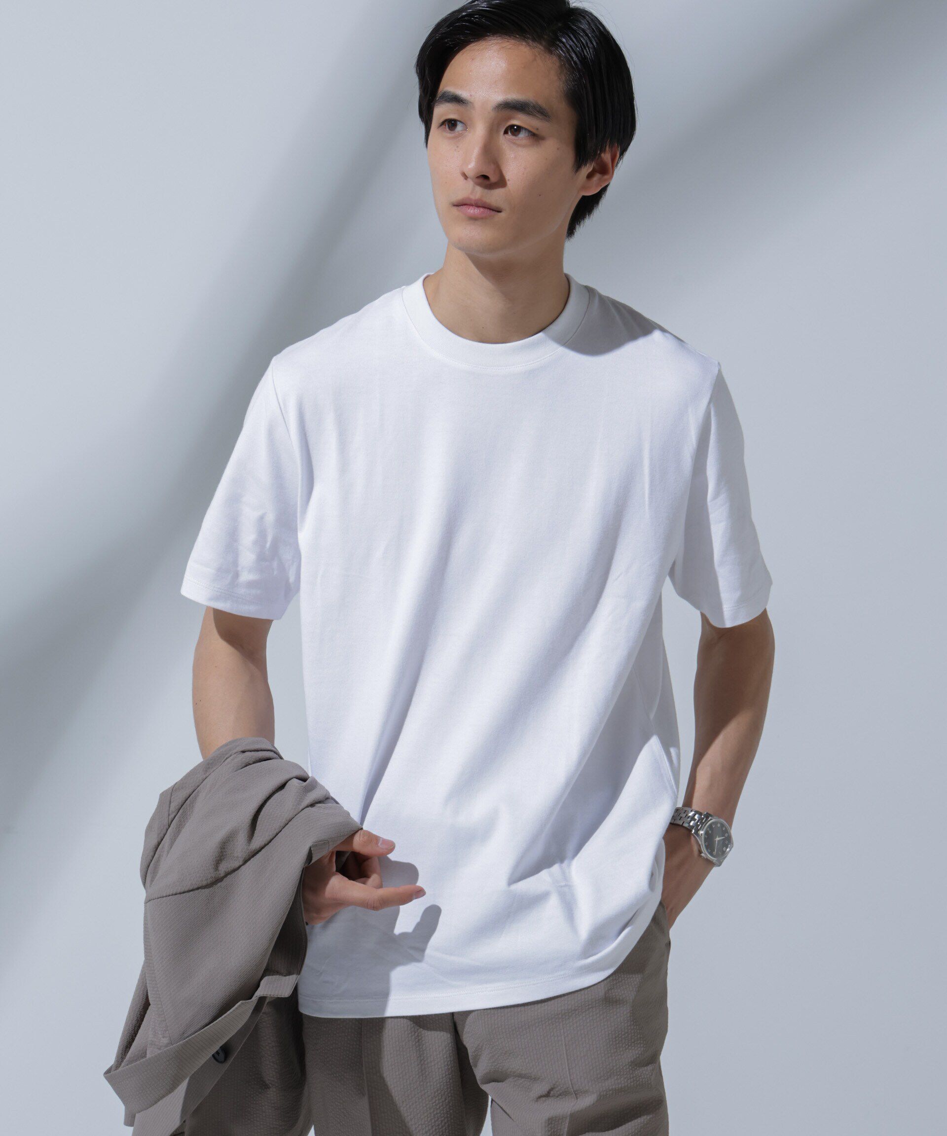 nano･universe「Anti Soaked(R)汗染み防止 クルーネックTシャツ」|Tシャツ・カットソー|ホワイト
