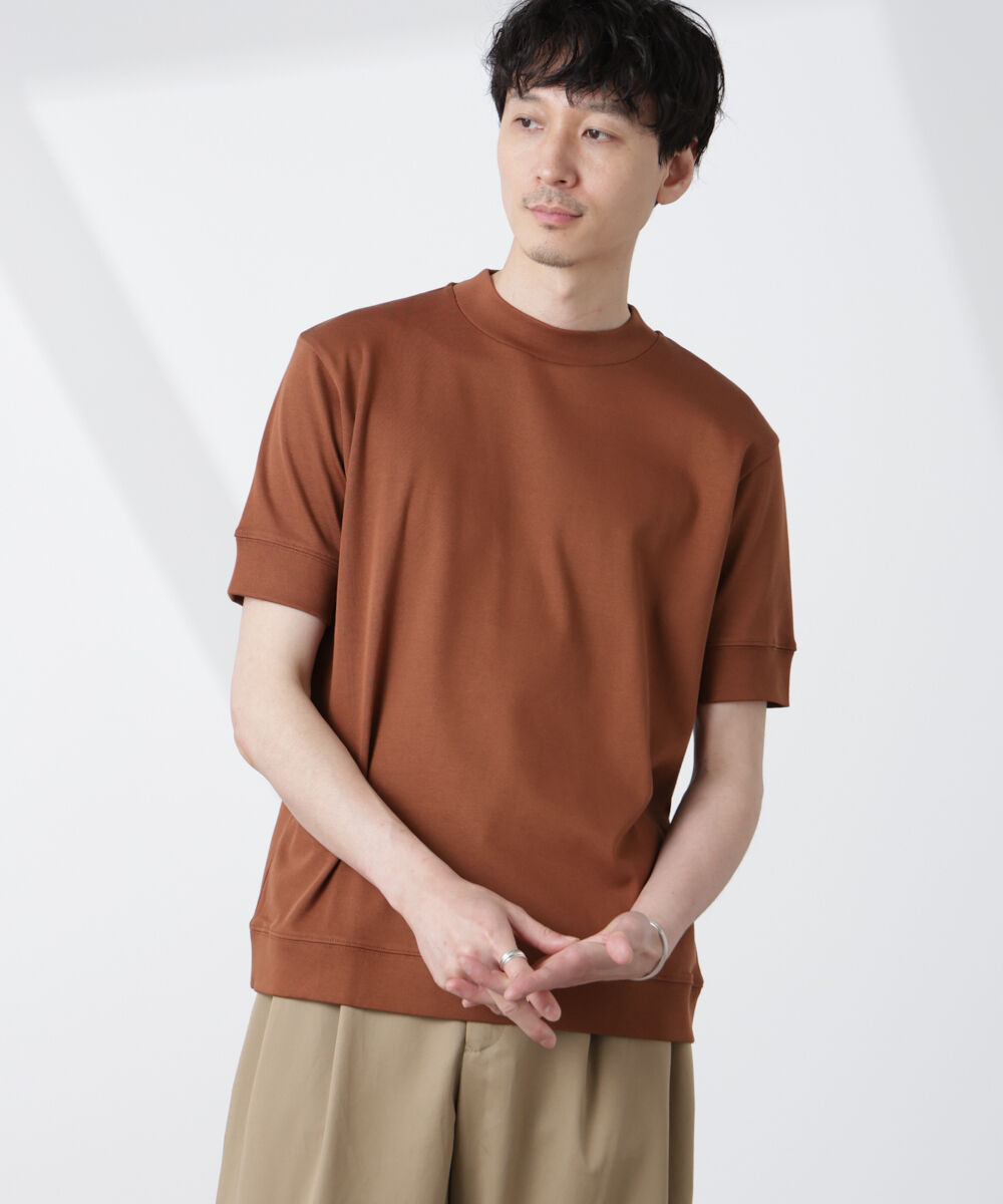 NANO universe「[FORMAL JERSEY]モックネックカットソー半袖」|Tシャツ・カットソー|L.ブラウン1