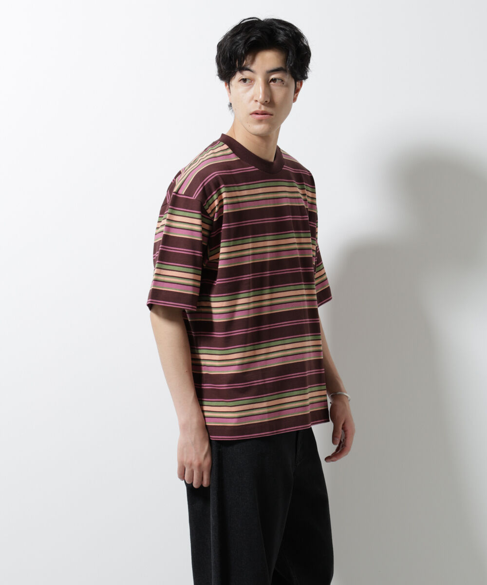 NANO universe「マルチボーダーリラックスＴシャツ 半袖」|Tシャツ・カットソー|