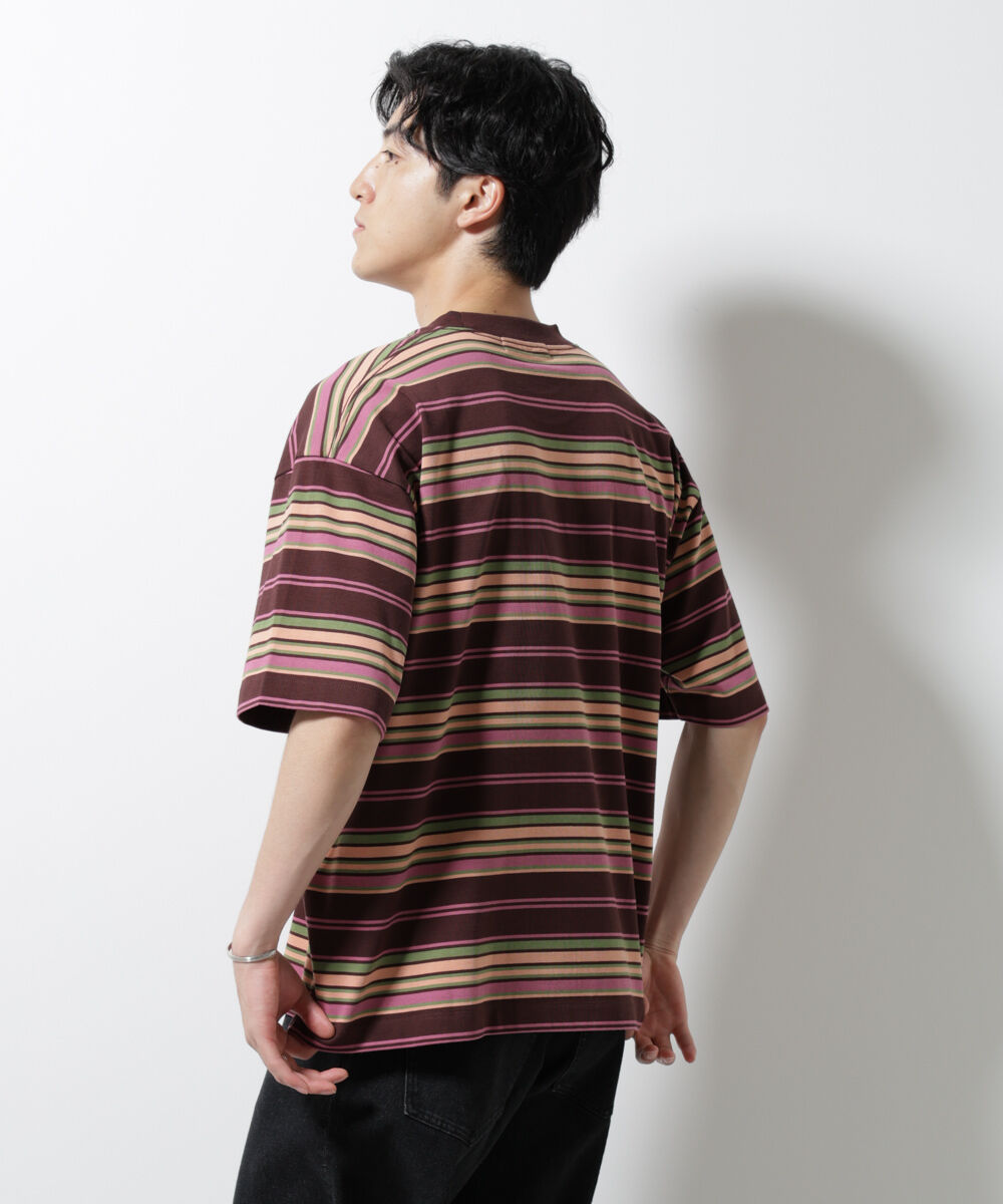 NANO universe「マルチボーダーリラックスＴシャツ 半袖」|Tシャツ・カットソー|