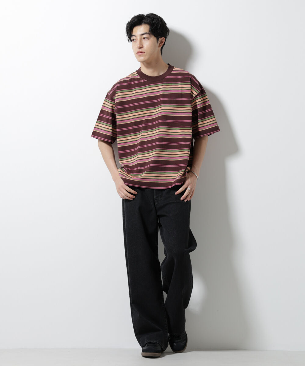 NANO universe「マルチボーダーリラックスＴシャツ 半袖」|Tシャツ・カットソー|
