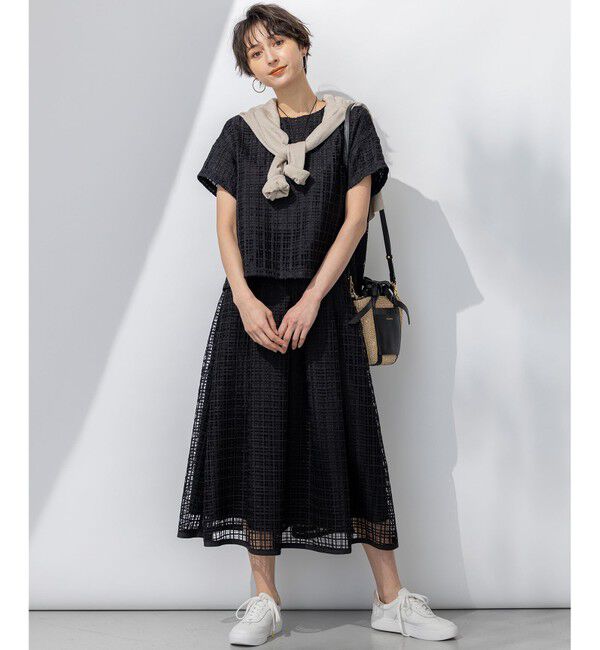 23区「【洗える】Broche チェック レース ブラウス」|シャツ・ブラウス|
