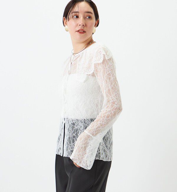 NOLLEY'S sophi「《セットアップ対応》ウォッシャブルラッセルレース付け襟ブラウス」|シャツ・ブラウス|