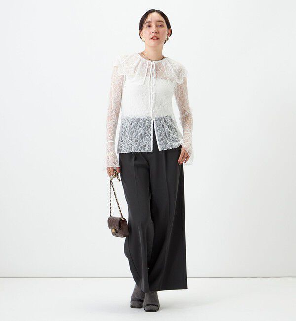 NOLLEY'S sophi「《セットアップ対応》ウォッシャブルラッセルレース付け襟ブラウス」|シャツ・ブラウス|
