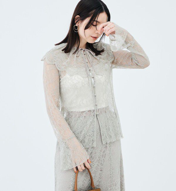 NOLLEY'S sophi「《セットアップ対応》ウォッシャブルラッセルレース付け襟ブラウス」|シャツ・ブラウス|
