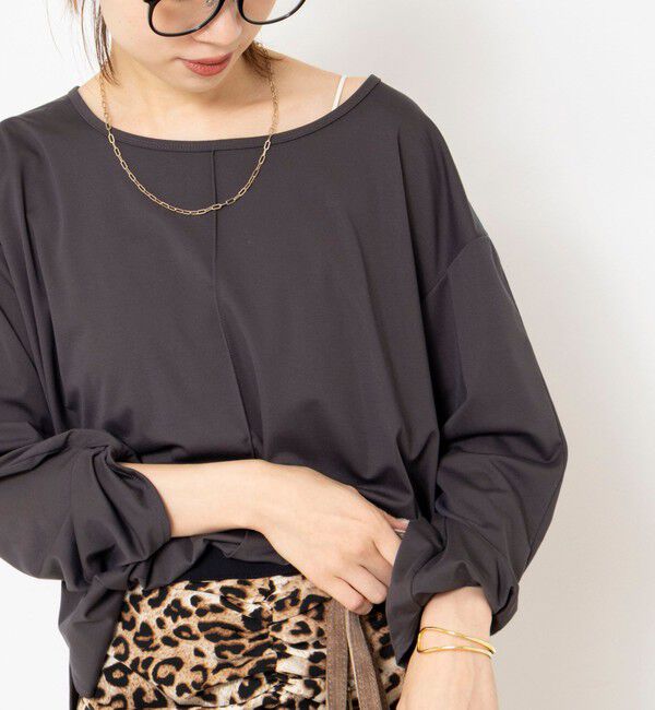 Rie Miller「《UVカット/接触冷感/防シワ》ウォッシャブルツイストスリーブプルオーバー」|Tシャツ・カットソー|