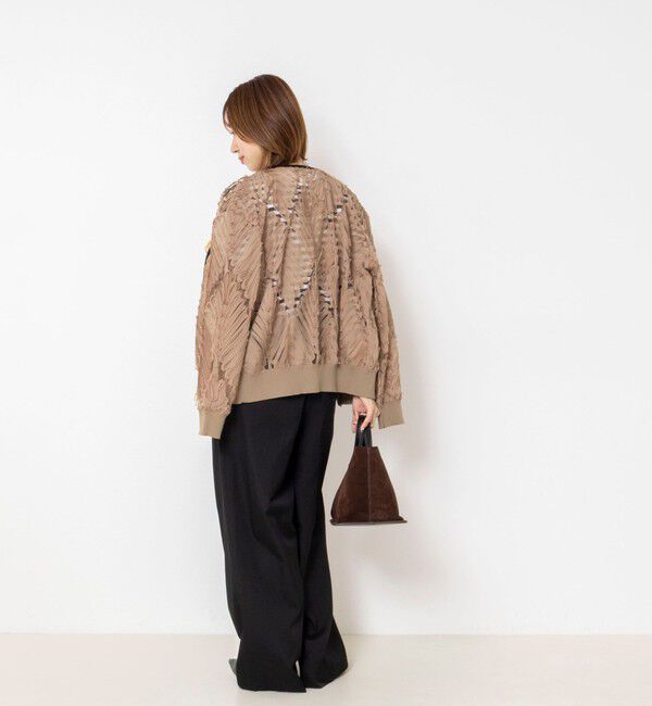 Rie Miller「《手洗い可能》チュール刺繍ZIPカーディガン」|カーディガン|