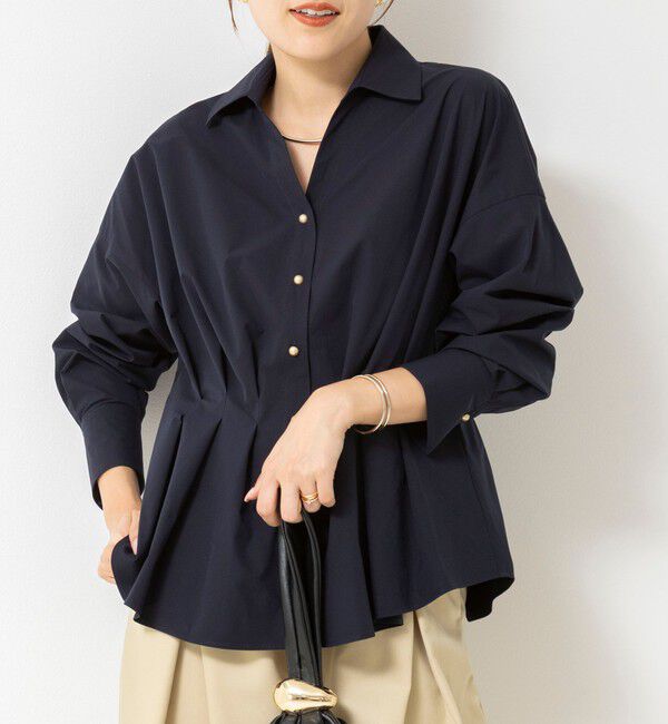 NOLLEY'S「【WEB＆一部店舗限定カラー】【GOODS BUYER 石田別注カラー】ストレッチタフタスキッパータックシャツ」|シャツ・ブラウス|ネイビー