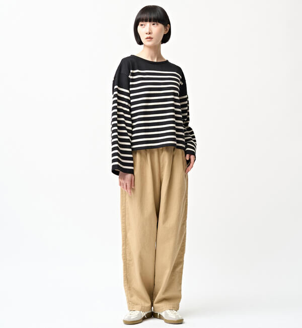 ORCIVAL「ORCIVAL | ラッセル ボートネック ワイドセーラーTシャツ WOMEN」|Tシャツ・カットソー|BLACK系1