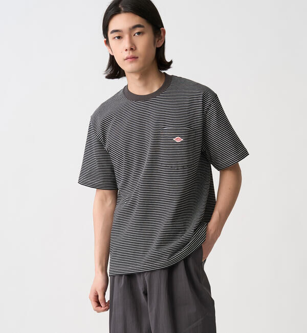 DANTON「DANTON | マルチボーダー ポケットクルーネックTシャツ MEN」|Tシャツ・カットソー|