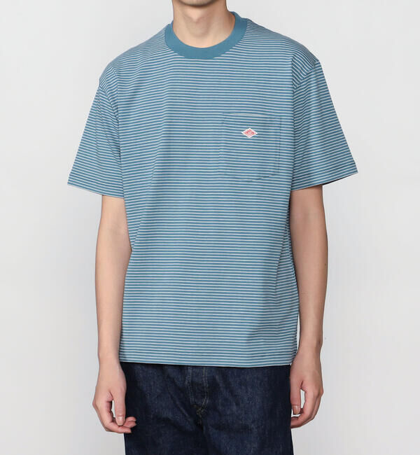 DANTON「DANTON | マルチボーダー ポケットクルーネックTシャツ MEN」|Tシャツ・カットソー|