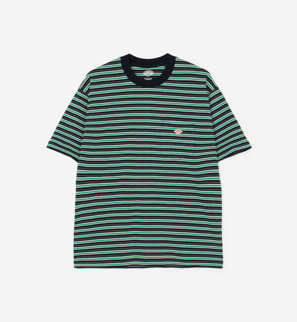 DANTON「DANTON | マルチボーダー ポケットクルーネックTシャツ MEN」|Tシャツ・カットソー|NAVY系1