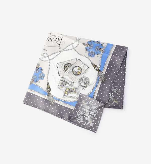  「manipuri | シルクスカーフ アールレヴリ 65&times;65 WOMEN」|バンダナ・スカーフ|GREY系1