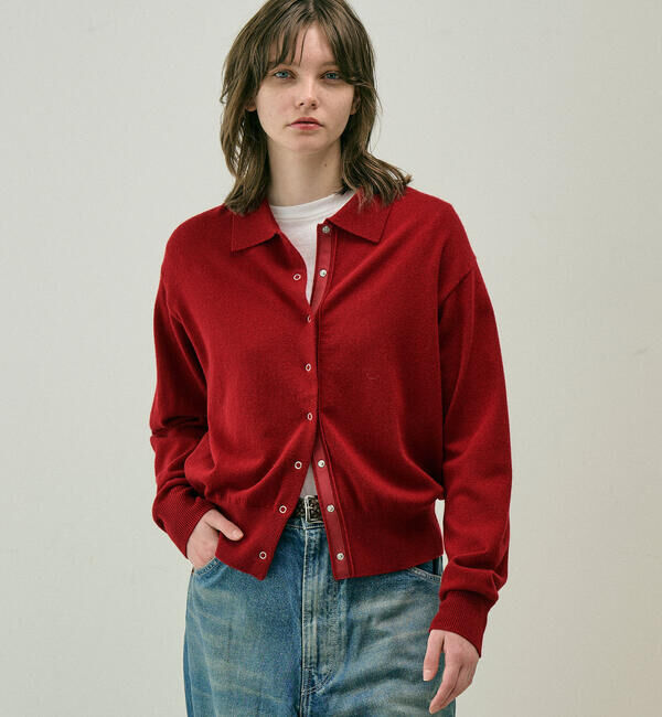  「RYE TENDER | ウールカシミヤ カーディガン WOMEN」|ニット・セーター|RED