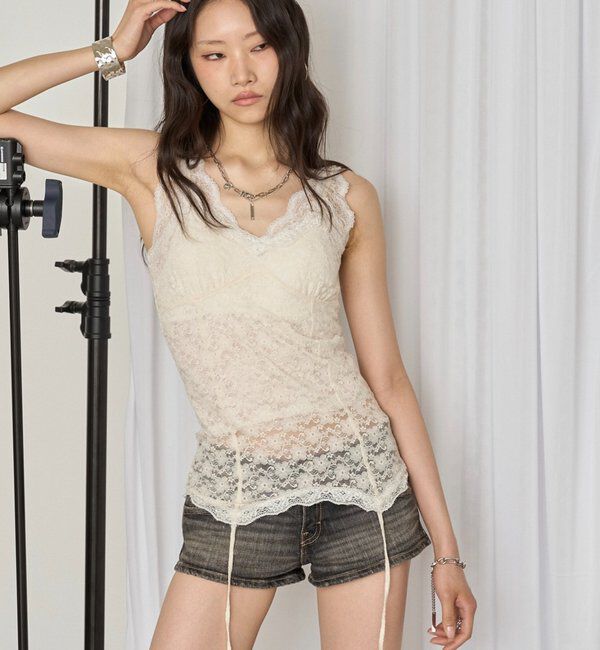  「【26AW LOOK掲載品番】レースガーターキャミ」|キャミソール|