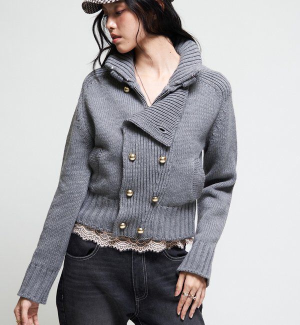  「【26AW LOOK掲載品番】ヘリテージWボタンニット」|ニット・セーター|