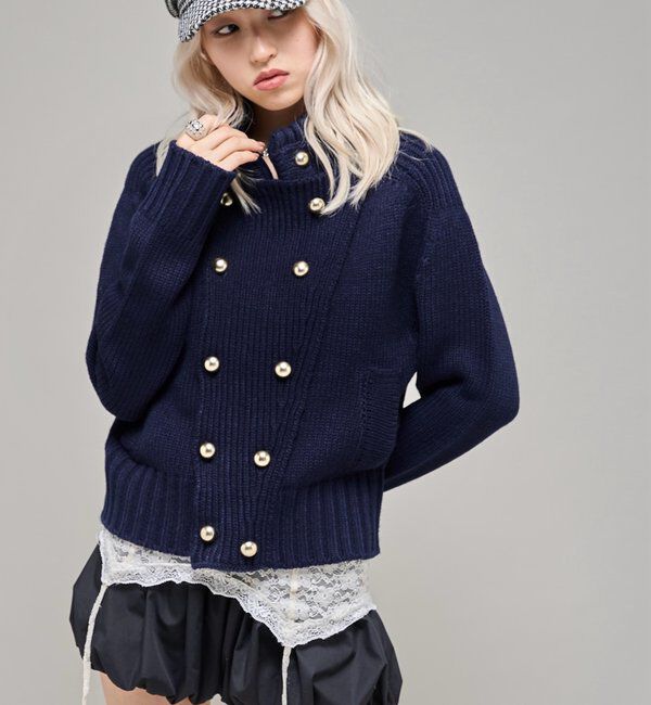  「【26AW LOOK掲載品番】ヘリテージWボタンニット」|ニット・セーター|