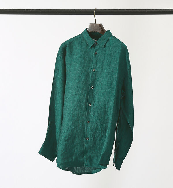 ABAHOUSE「【LUXE Linen Solaro】長袖 リネンシャツ」|シャツ・ブラウス|グリーン