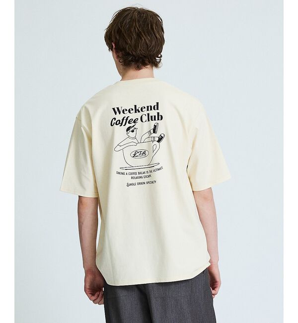 ABAHOUSE「COFFEE CLUB バックプリントTシャツ / オーバーサイズ/ LE TR」|Tシャツ・カットソー|ベージュ