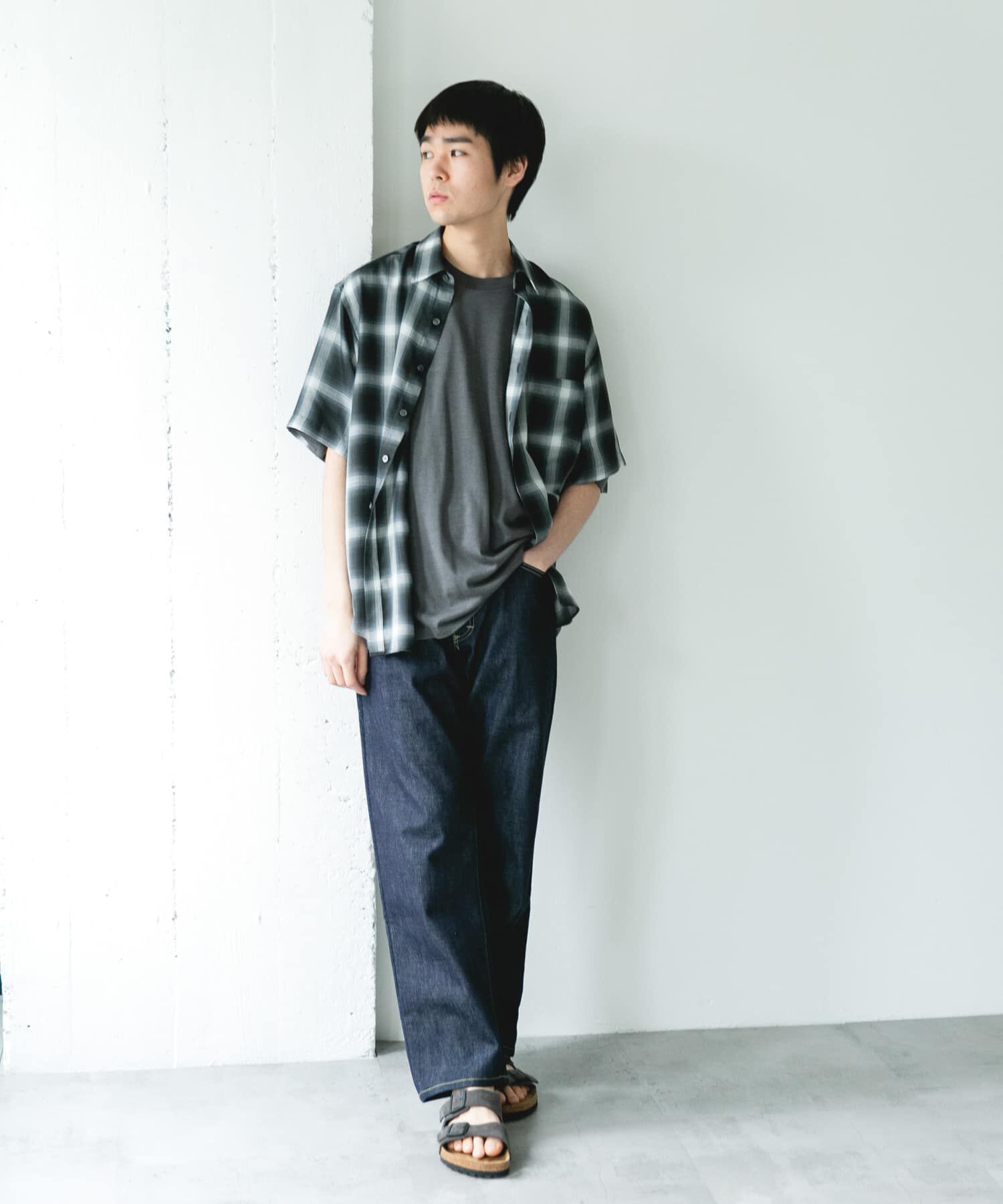 URBAN RESEARCH DOORS「オンブレチェック レギュラーカラーショートスリーブシャツ」|シャツ・ブラウス|