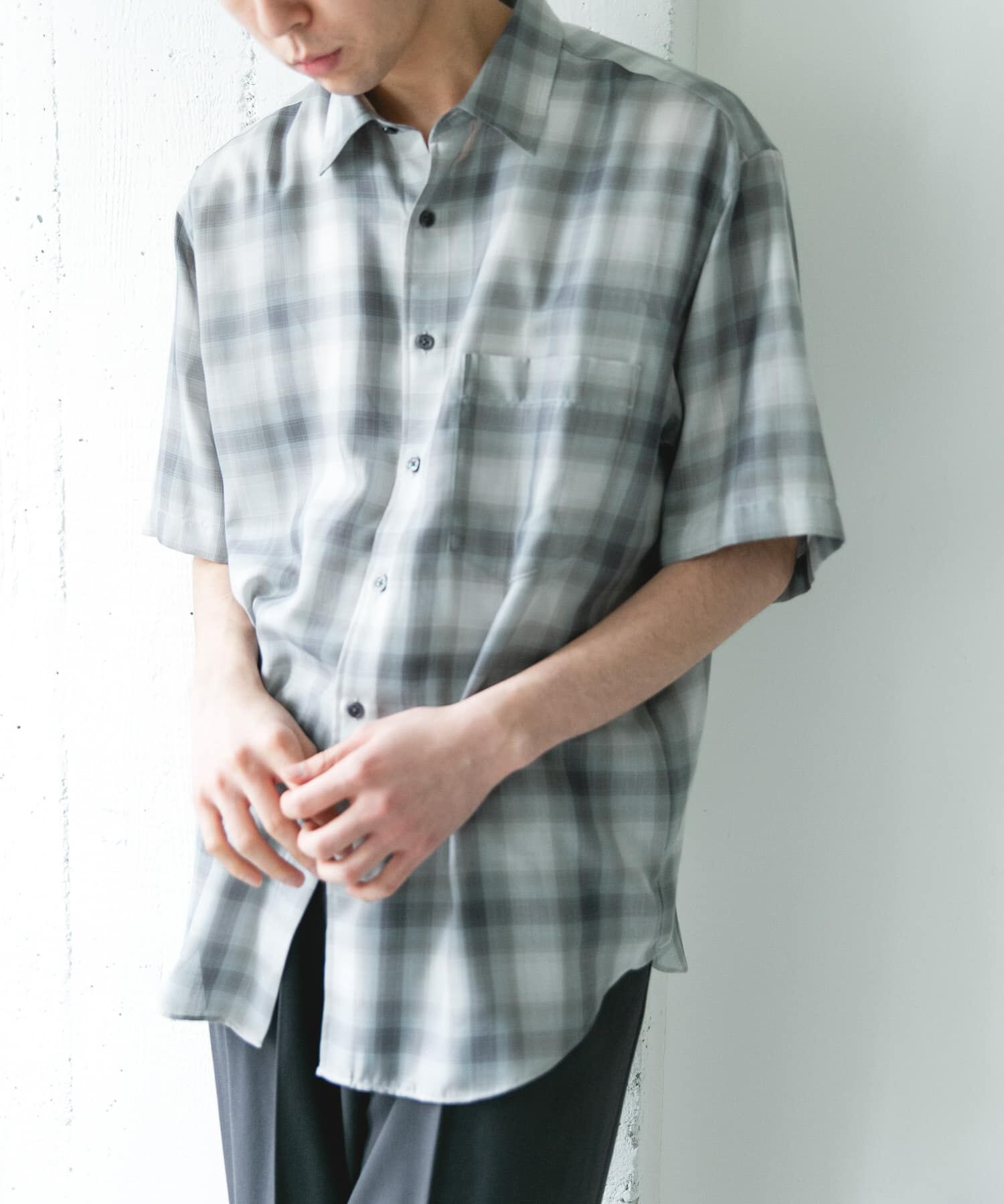 URBAN RESEARCH DOORS「オンブレチェック レギュラーカラーショートスリーブシャツ」|シャツ・ブラウス|