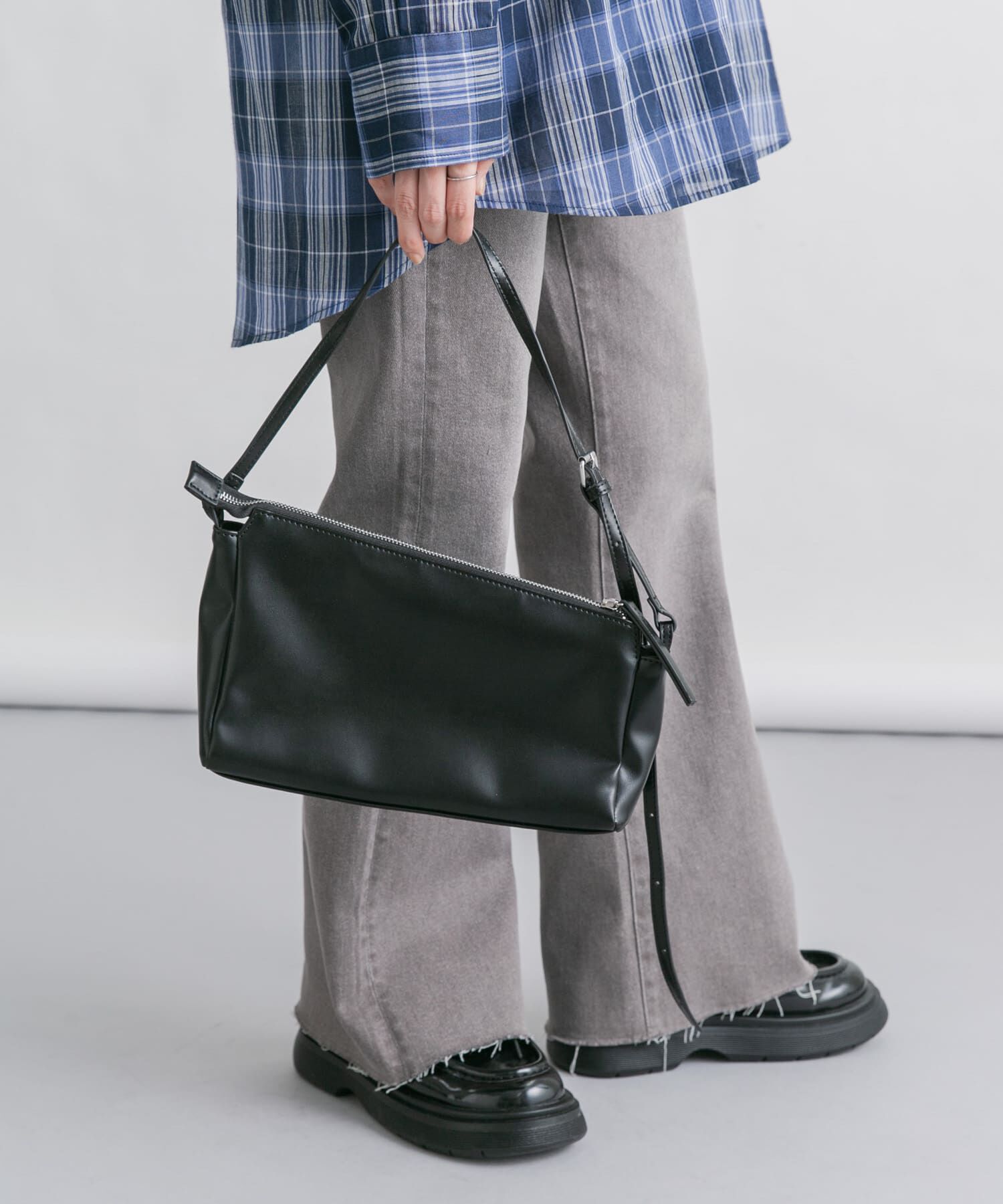  「アシンメトリースリムショルダーBAG」|ショルダー・メッセンジャー|ブラック