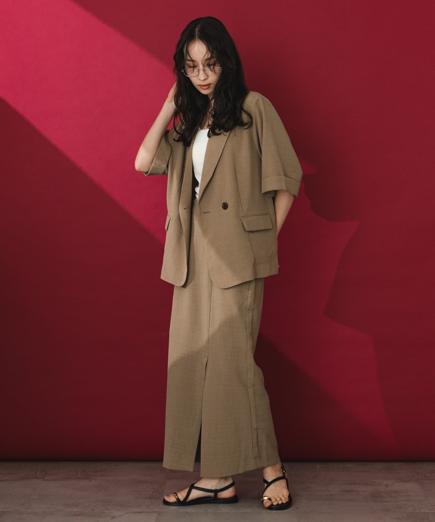 SENSE OF PLACE by URBAN RESEARCH「『一部WEB限定』『UR TECH DRYLUXE』リネンライクスリットタイトスカート」|スカート|