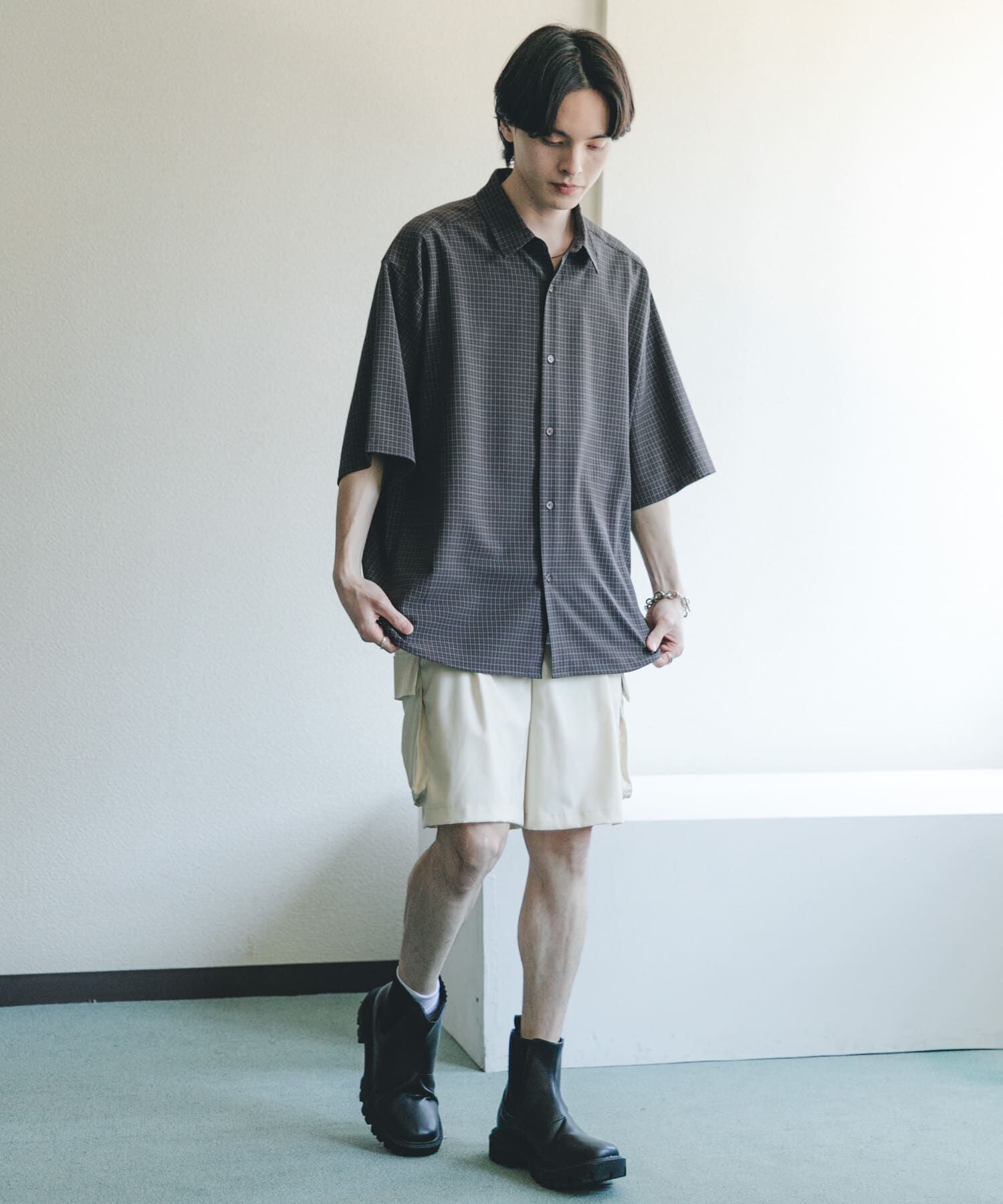 SENSE OF PLACE by URBAN RESEARCH「『ﾕﾆｾｯｸｽ』ﾏｲｸﾛﾁｪｯｸｴｸｽﾄﾗﾙｰｽﾞｼｮｰﾄｽﾘｰﾌ 」|シャツ・ブラウス|