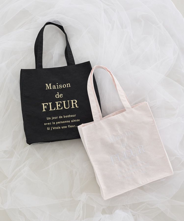 Maison de FLEUR「リボンレースブランドロゴ刺繍スクエアトート」|トートバッグ|