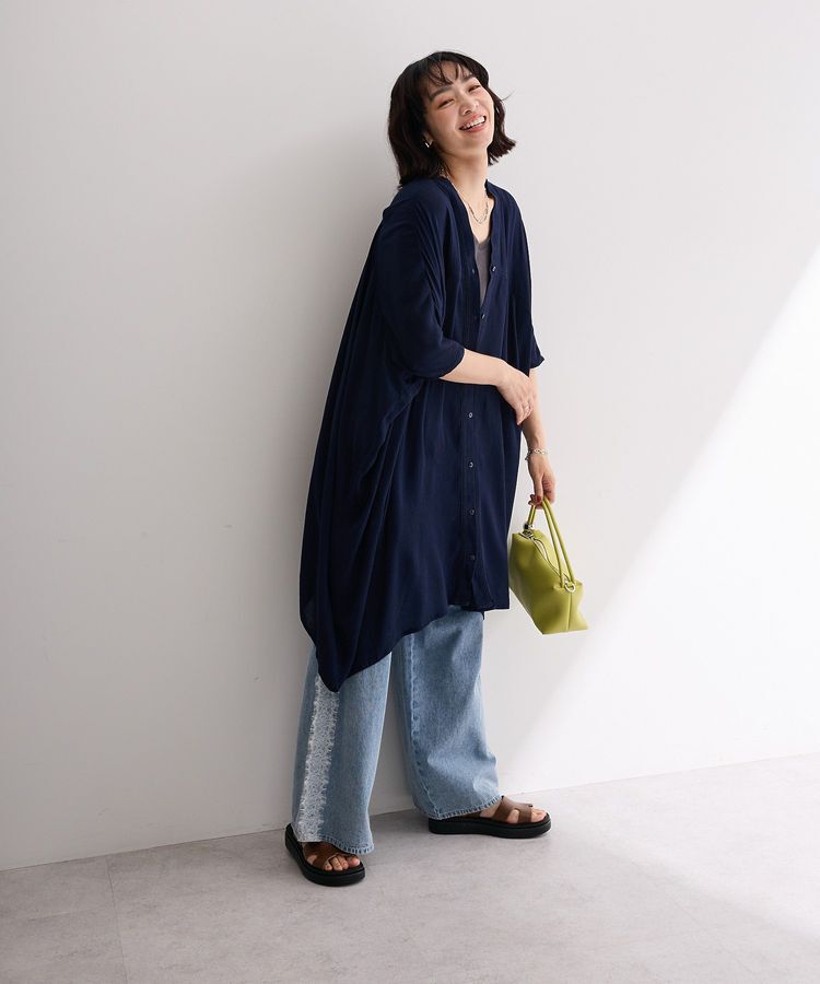 Green Parks「ハシゴレースレーヨンクレープチュニック」|チュニック|