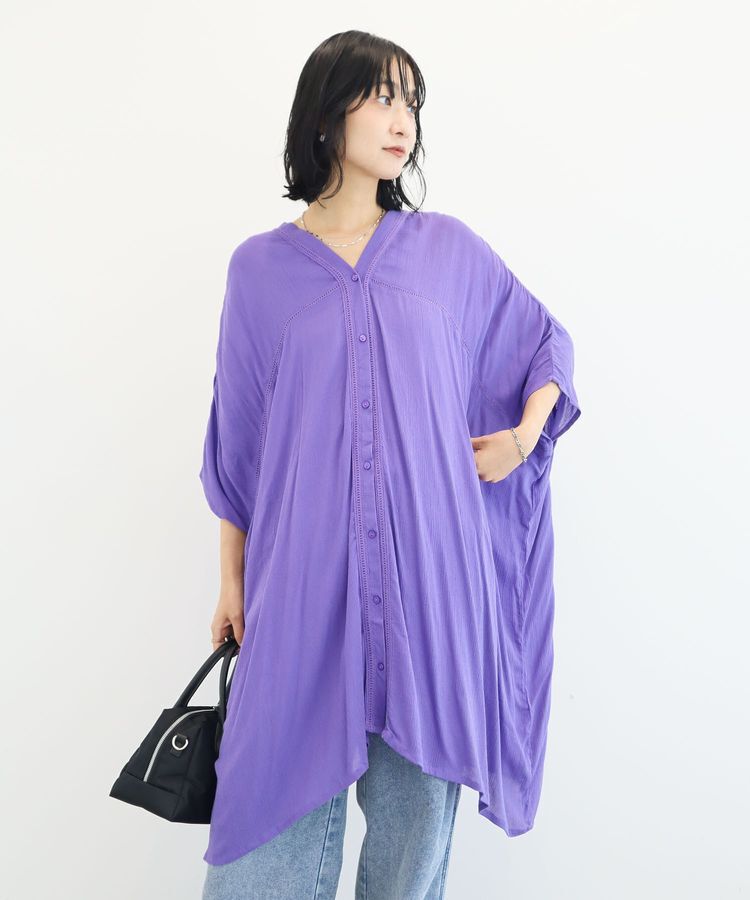 Green Parks「ハシゴレースレーヨンクレープチュニック」|チュニック|Purple