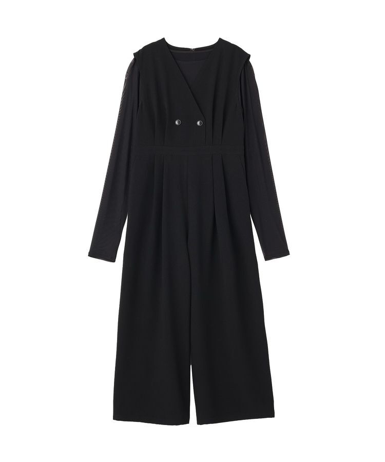 Green Parks「SET2点　チュールプルオーバー オールインワン」|ワンピース|Black