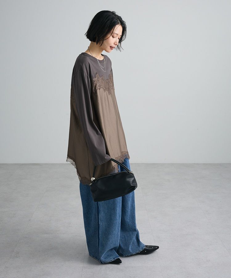 Green Parks「サテンビスチェドッキング長袖プルオーバー」|Tシャツ・カットソー|