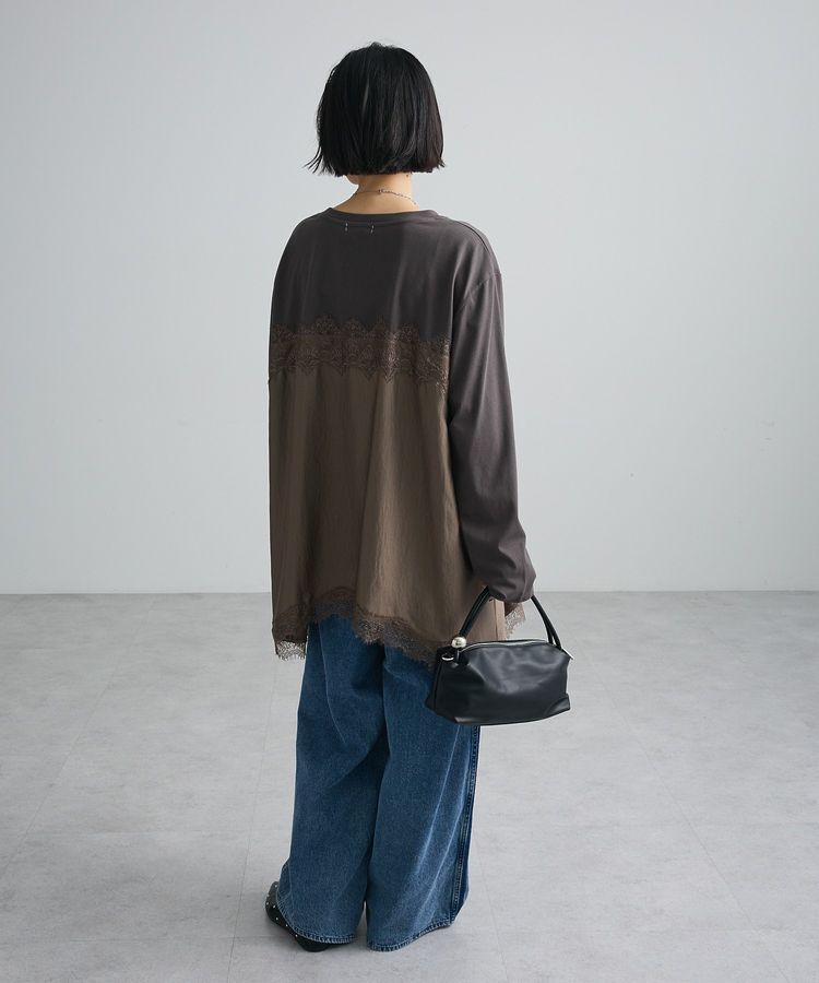 Green Parks「サテンビスチェドッキング長袖プルオーバー」|Tシャツ・カットソー|
