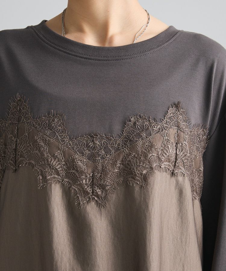 Green Parks「サテンビスチェドッキング長袖プルオーバー」|Tシャツ・カットソー|