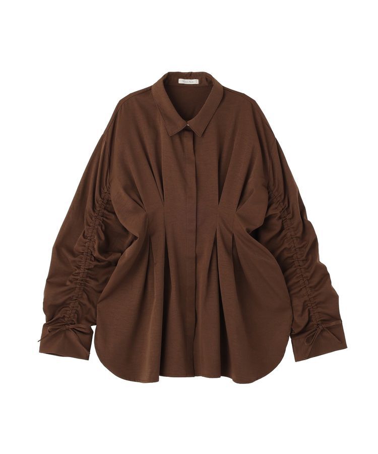 Green Parks「【WEB限定】ドロストシャーリングウエストタックシャツⅢ」|シャツ・ブラウス|Brown