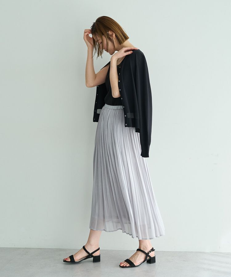 YECCA VECCA「シャイニーサテンプリーツスカート」|スカート|