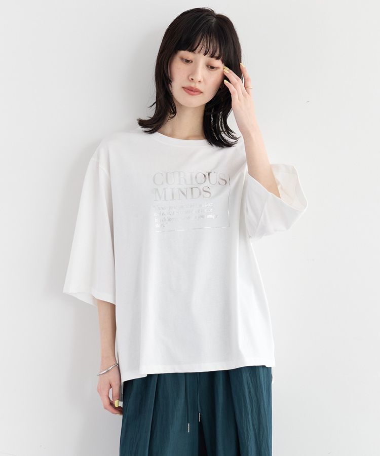 Editt by YECCA VECCA「【UVカット】ワイドスリーブ箔プリントTee」|Tシャツ・カットソー|Off White