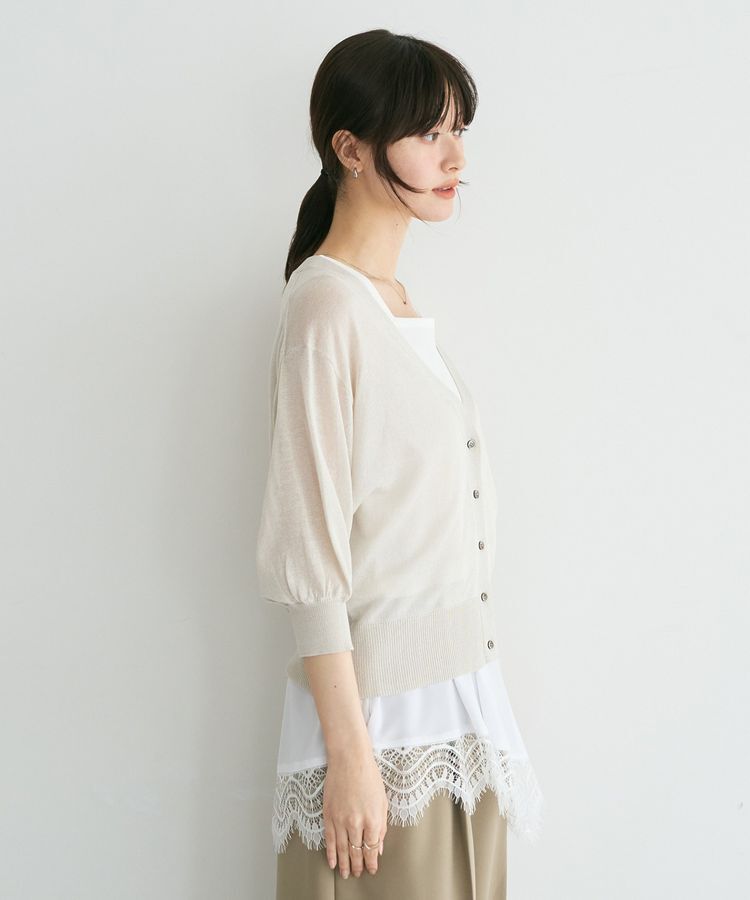 YECCA VECCA「シアーニットVネックカーディガン」|カーディガン|