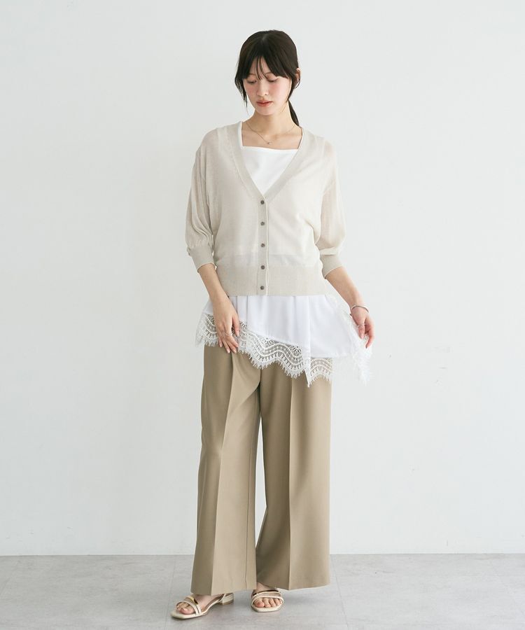 YECCA VECCA「シアーニットVネックカーディガン」|カーディガン|