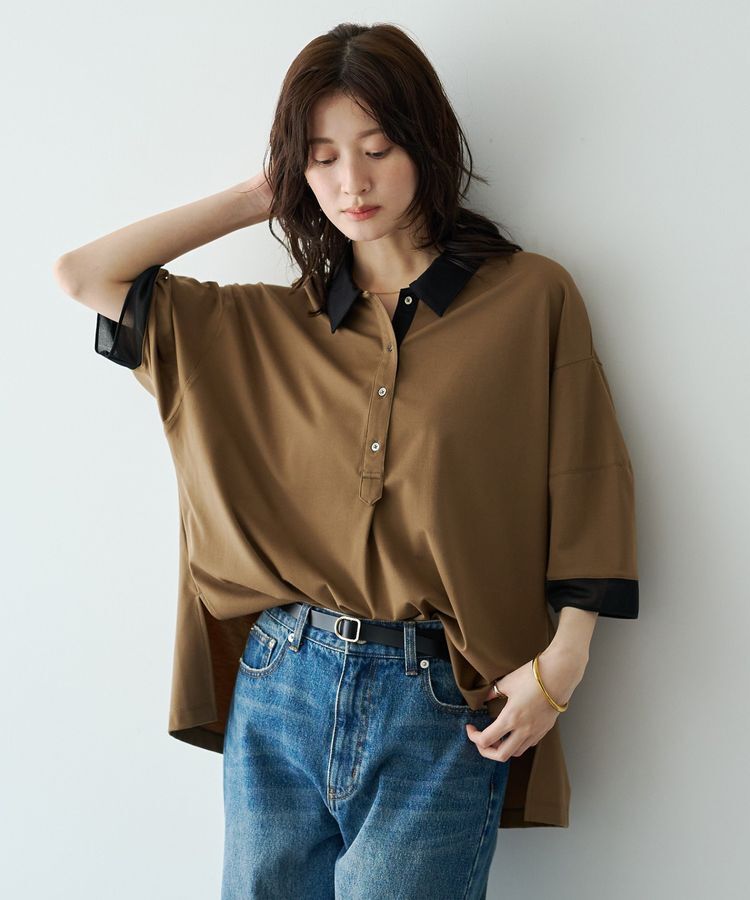 Editt by YECCA VECCA「袖口シアーポロカットソー」|Tシャツ・カットソー|