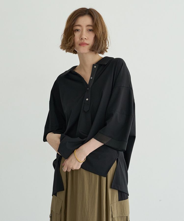 Editt by YECCA VECCA「袖口シアーポロカットソー」|Tシャツ・カットソー|