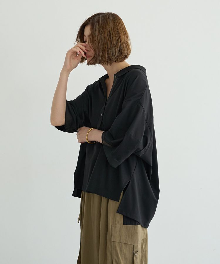 Editt by YECCA VECCA「袖口シアーポロカットソー」|Tシャツ・カットソー|