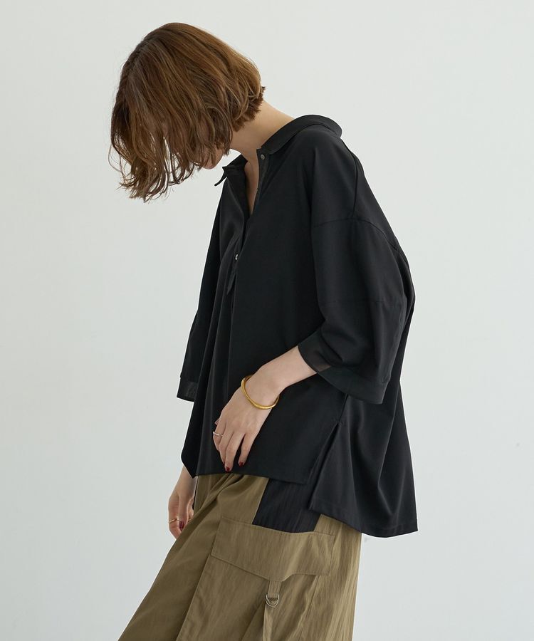 Editt by YECCA VECCA「袖口シアーポロカットソー」|Tシャツ・カットソー|