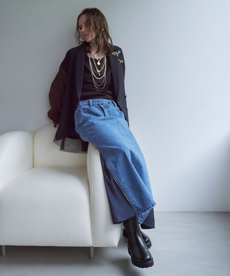 Editt by YECCA VECCA「ZIPアレンジデニムスカート」|スカート|Indigo