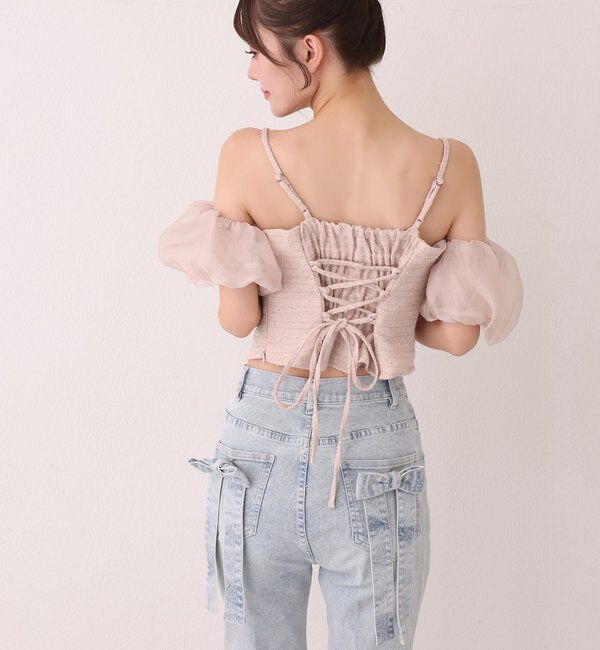  「ツイードオフショルブラウス」|ワンピース|